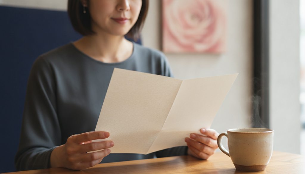 カフェで資料を読み込む手元