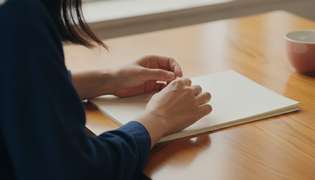 契約書を丁寧に確認する手元